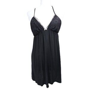 Victorias Secret Slip Nightgown Chemise Lace SEXY Racerback Black Soft Lingerie